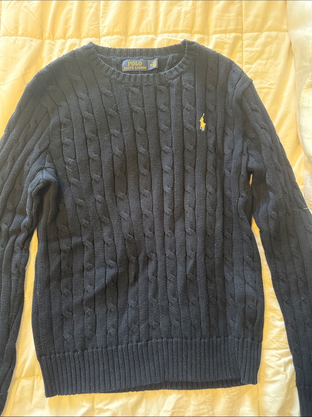 Polo by Ralph Lauren Navy Cable Knit Crewneck with White Pony